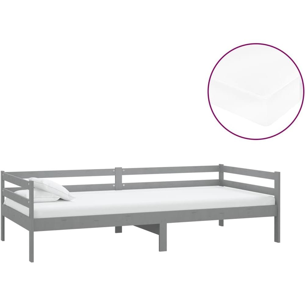 Divano Letto Con Materasso 90x200 Cm Grigio In Massello Di Pino - Foto 2