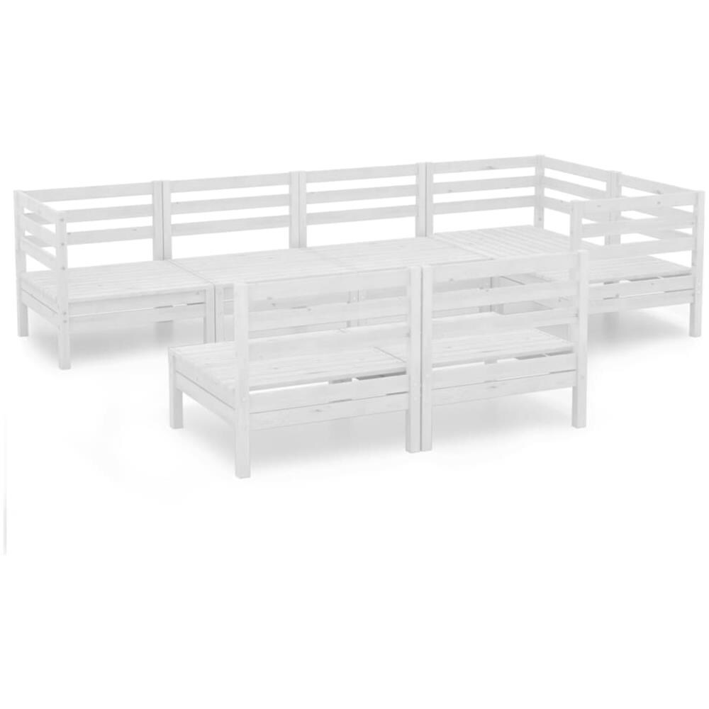 Set Divani Da Giardino 7 Pz In Legno Massello Di Pino Bianco - Foto 2