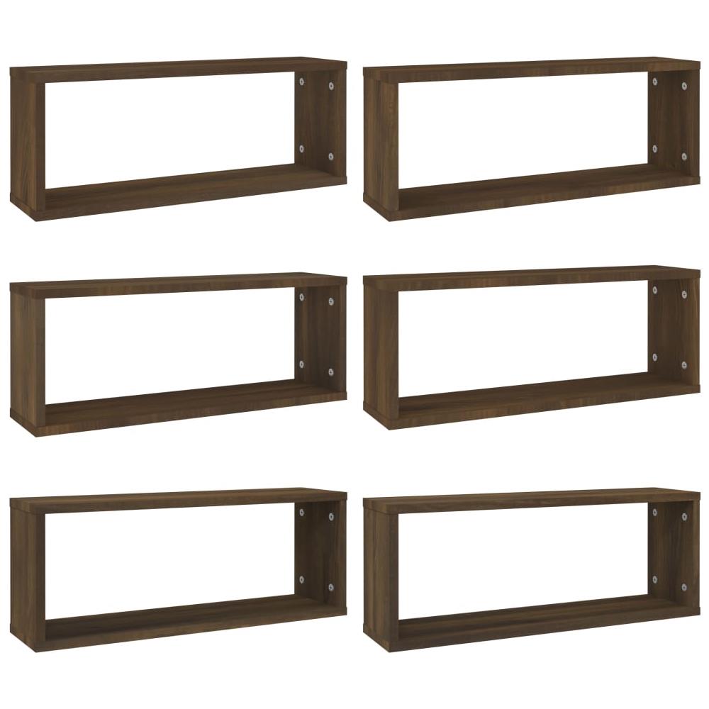 Mensole Cubo Muro 6pz Rovere Marrone 60x15x23 Legno Multistrato - Foto 2