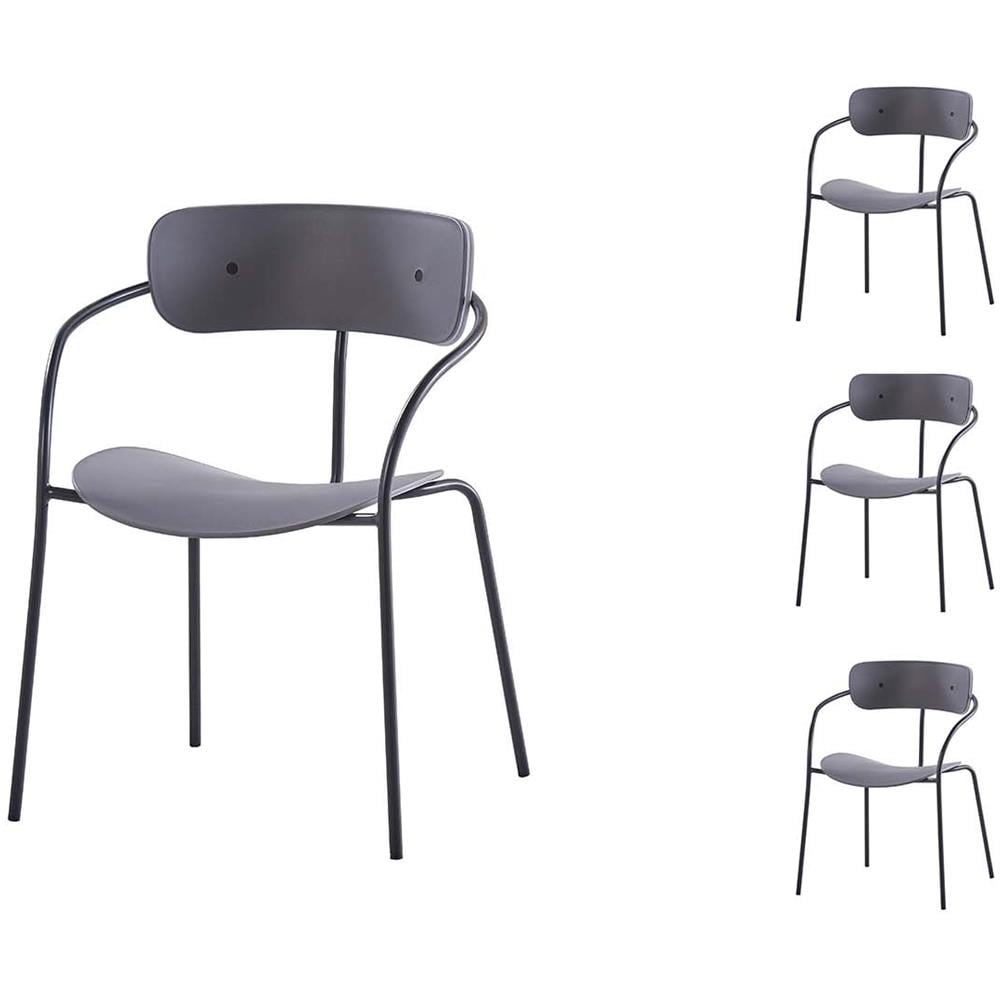 Set Di 4 Sedie Con Braccioli Grigio Scuro Alexia - Foto 1