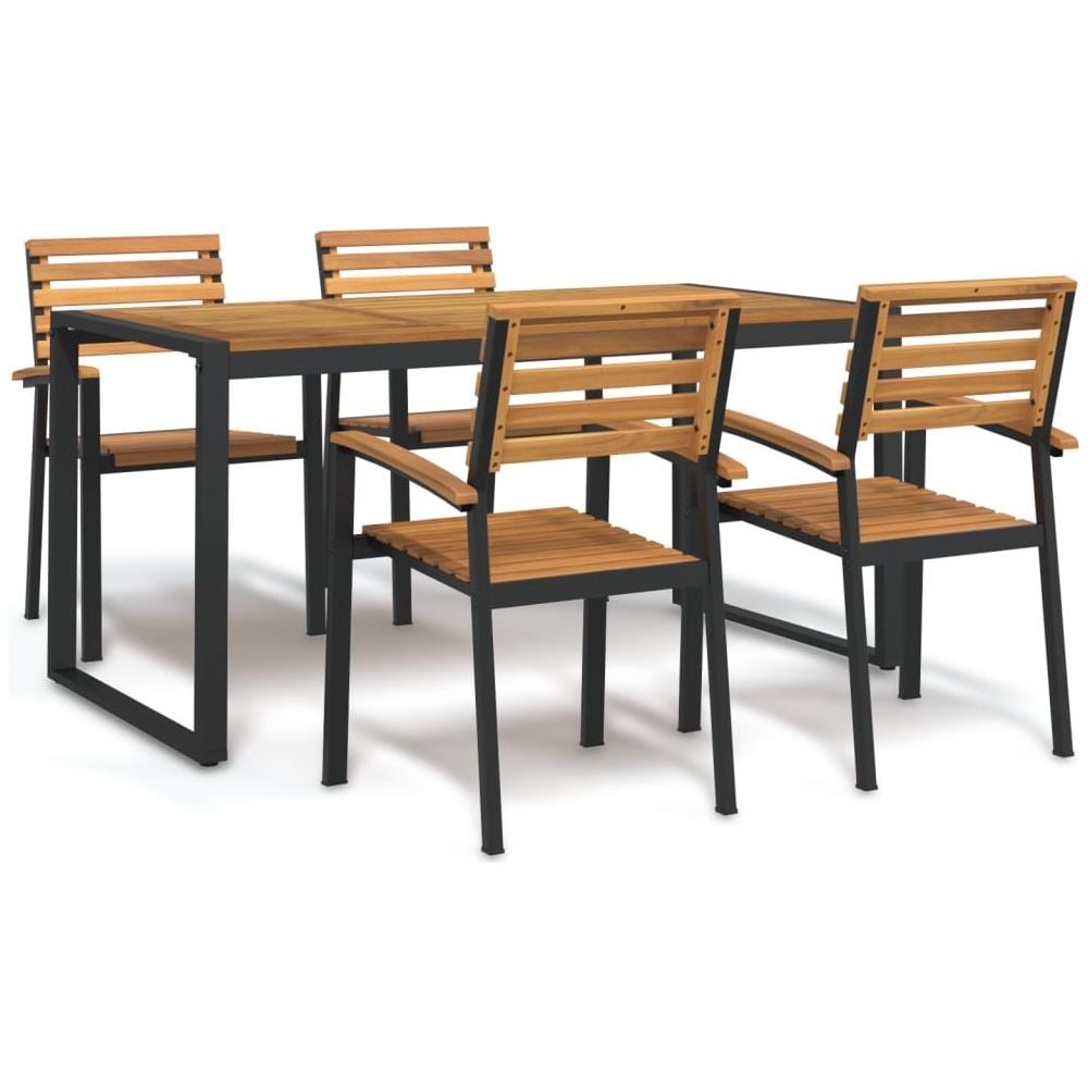 Set Pranzo Da Giardino 5 Pz Legno Massello Di Acacia E Metallo - Foto 1