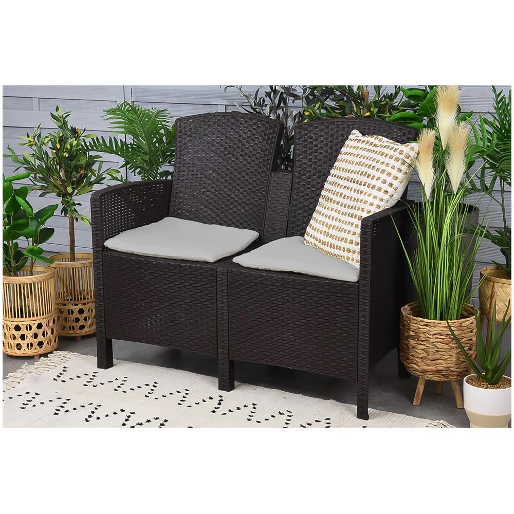Set Salotto Da Esterno Urano, Set Da Giardino Con Cuscini, Salottino Indoor E Outdoor Effetto Rattan, 100% Made In Italy, Antracite - Foto 4