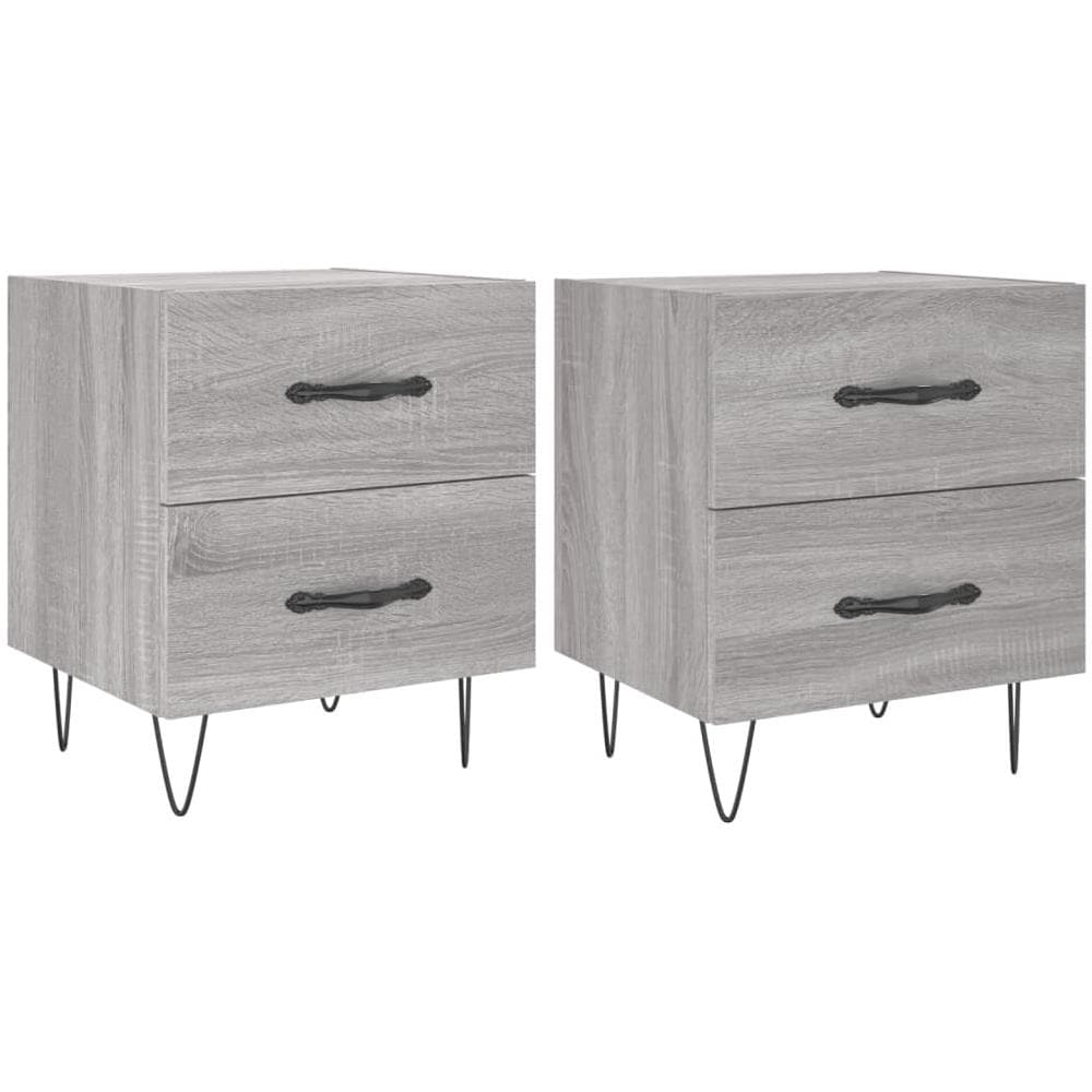 Comodini 2 Pz Grigio Sonoma 40x35x47,5 Cm In Legno Multistrato - Foto 2