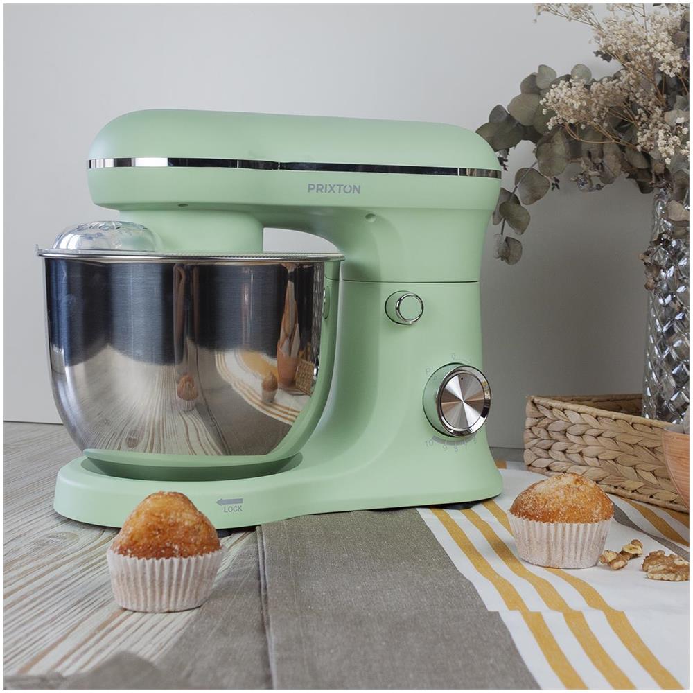 Planetaria Impastatrice Kr250 Per Pasticceria, Potenza 1500 W, 10 Velocità, Ciotola Acciaio Inox Da 5 Litri, 3 Accessori, Coperchio Trasparente, Colore Verde Mint Opaco - Foto 7