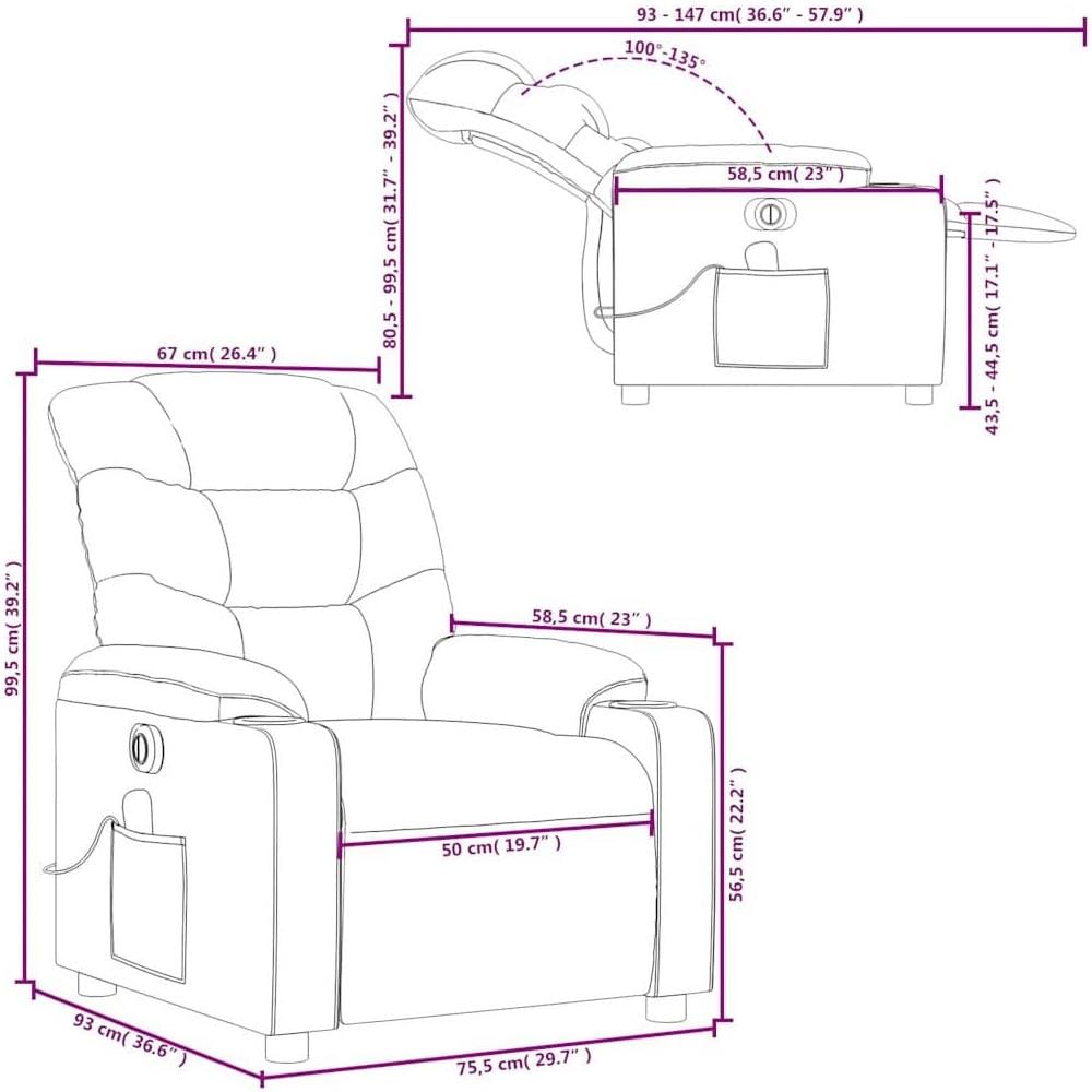 Poltrona Massaggiante Reclinabile Elettrica Verde Scuro Tessuto - Foto 10