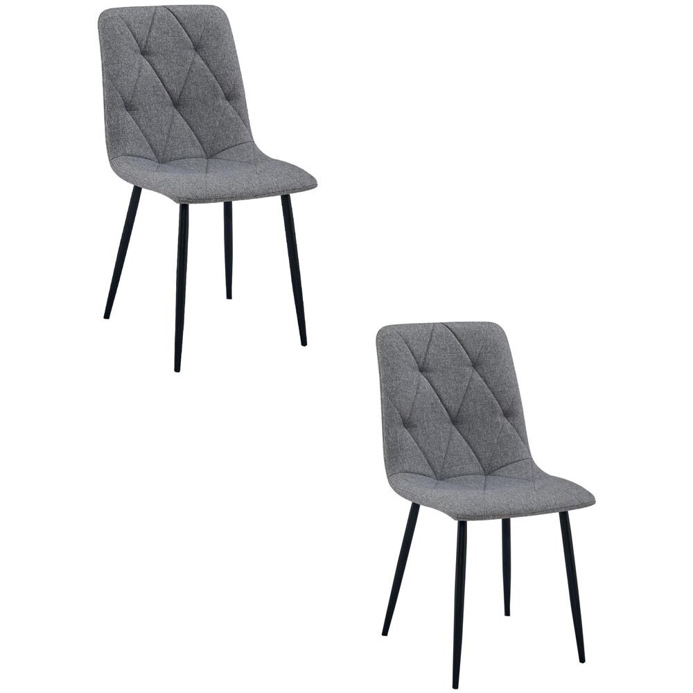 Sedia imbottita TYRA - Elegante tessuto grigio scuro / gambe nere x 2 - Foto 1