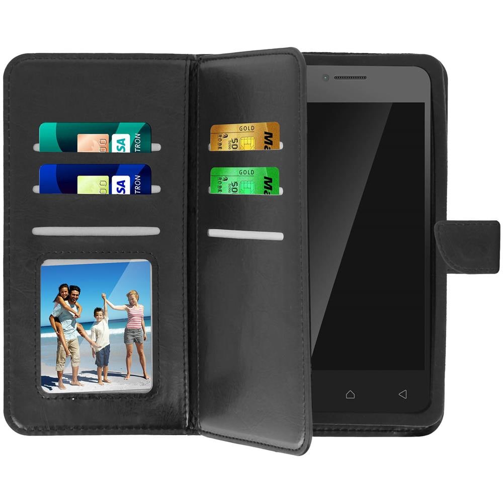 Custodia A Libro Universale Smartphone 6 Portacarte Nero Taglia S - Foto 1