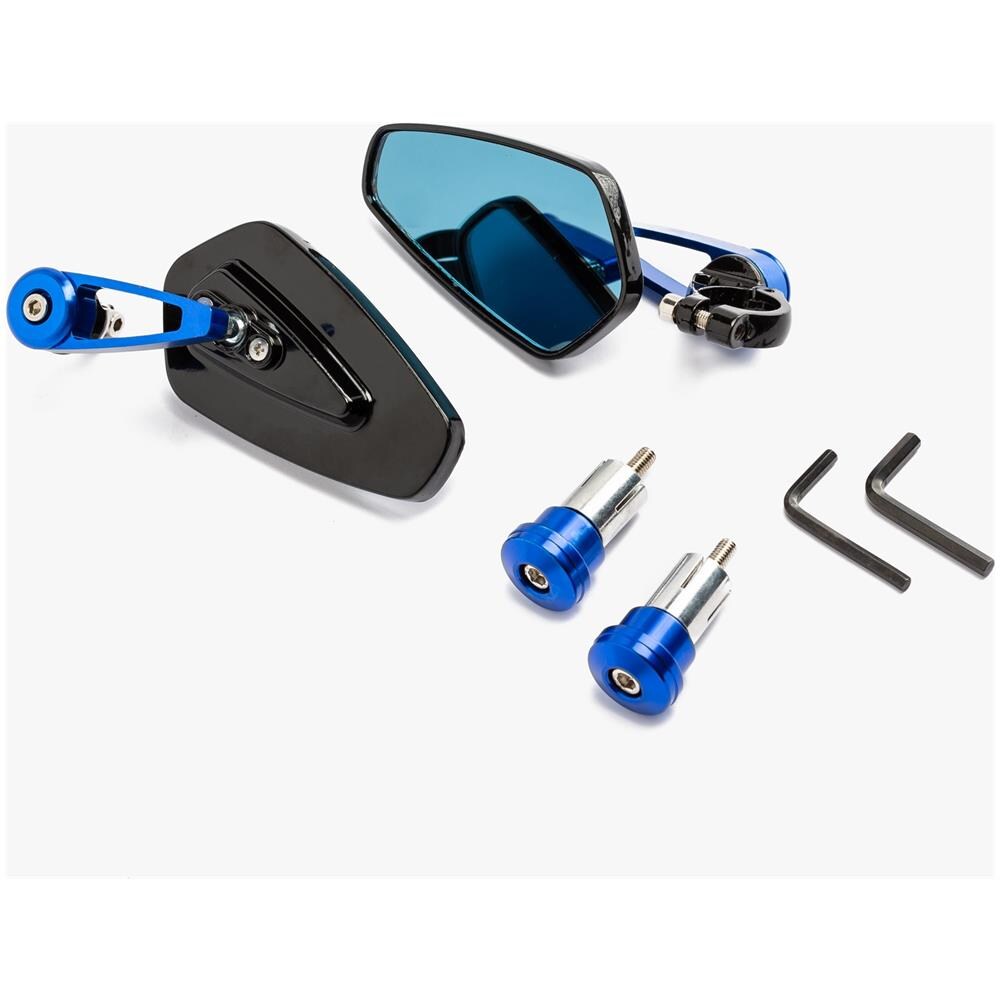 Specchietti 22mm Manubrio Moto Retrovisori Metallo Universali Ovali Blu - Foto 2
