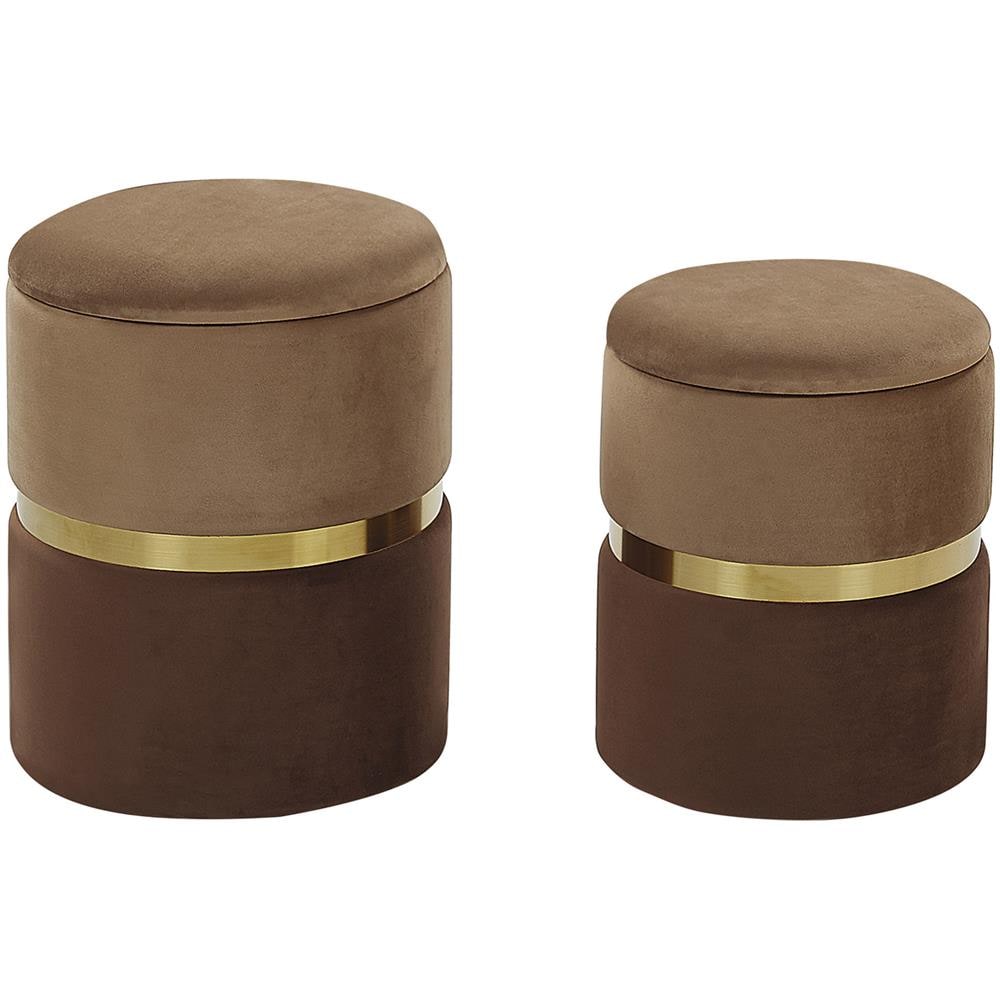 Set Di 2 Pouf Portaoggetti Marrone Wichita - Foto 1