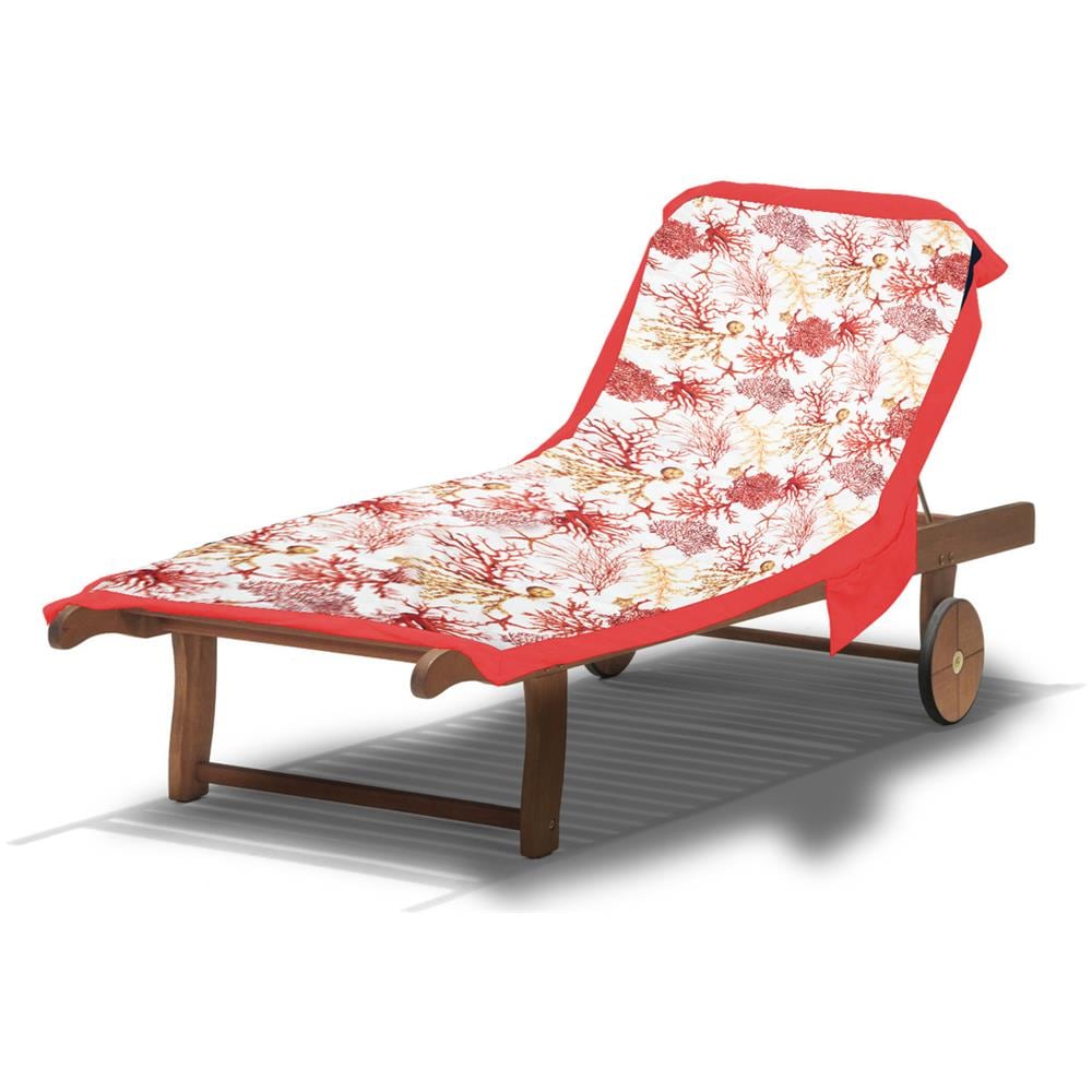 Telo Mare In Microfibra Da Lettino Con Cuscino Modello Comodo Coralli Corallo   - Foto 1