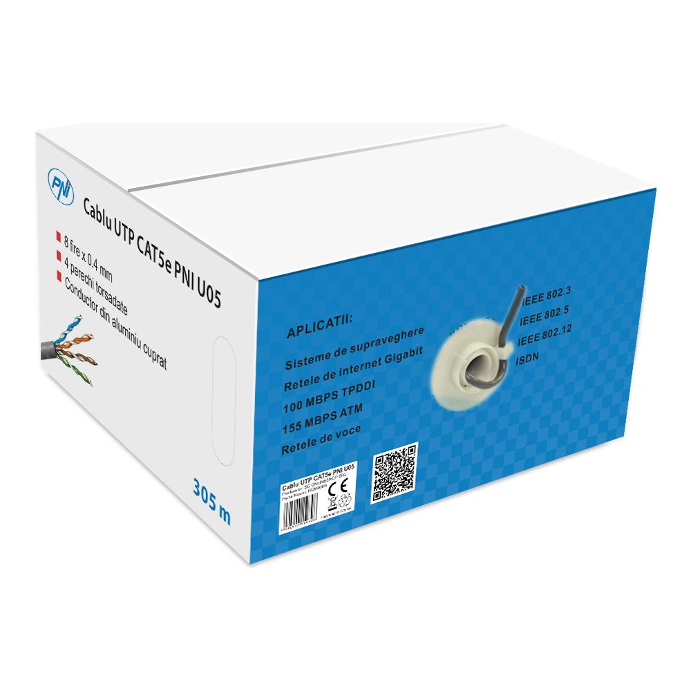 Cavo Utp Cat5e Pni U05 Con 4 Coppie Per Internet 1 Gigabit E Sistemi Di Sorveglianza Rola 305m - Foto 1