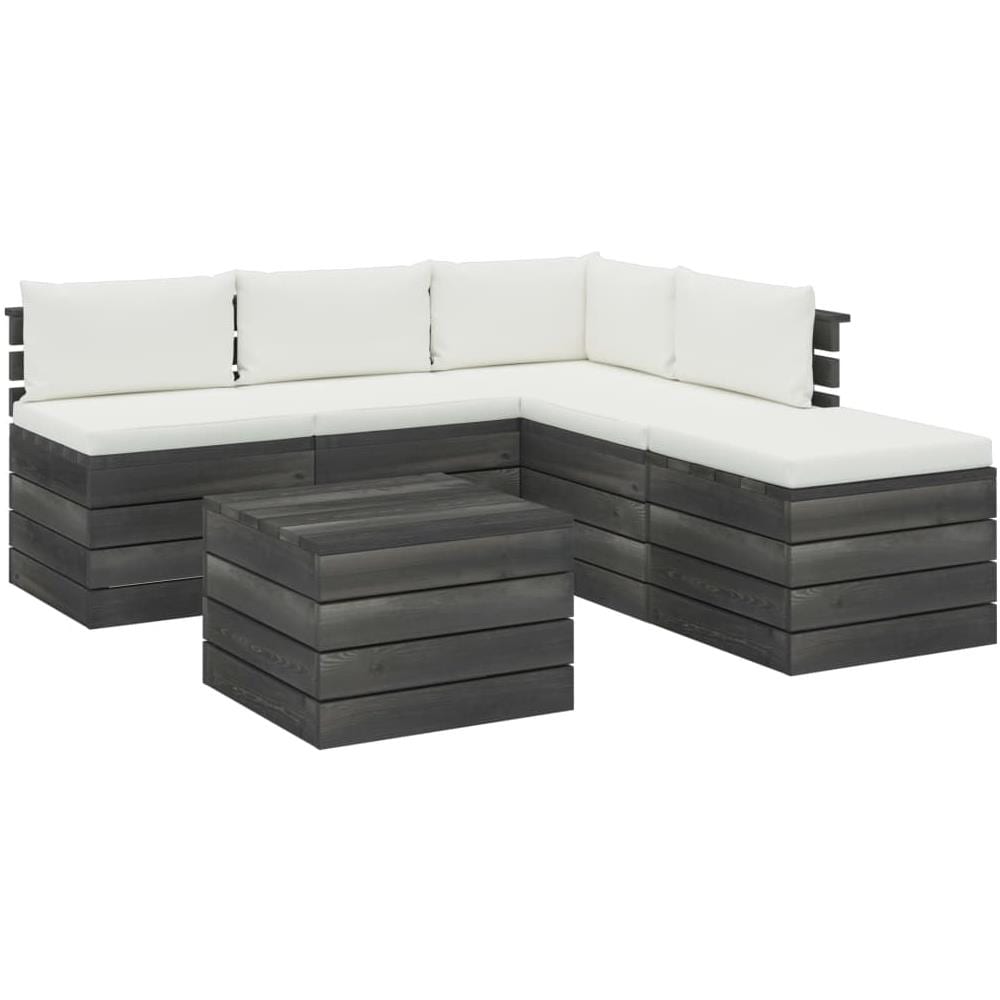 VidaXL Set Divani Da Giardino Su Pallet 2 Pezzi In Pino Massiccio Con Cuscini Antracite, Tavolo Incluso - 3