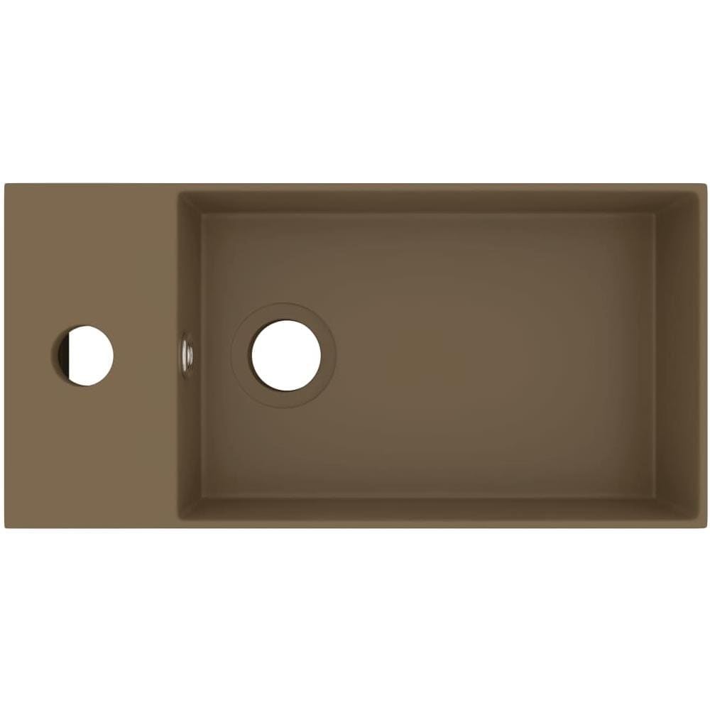 Lavandino con Troppopieno in Ceramica Crema Opaco - Foto 2