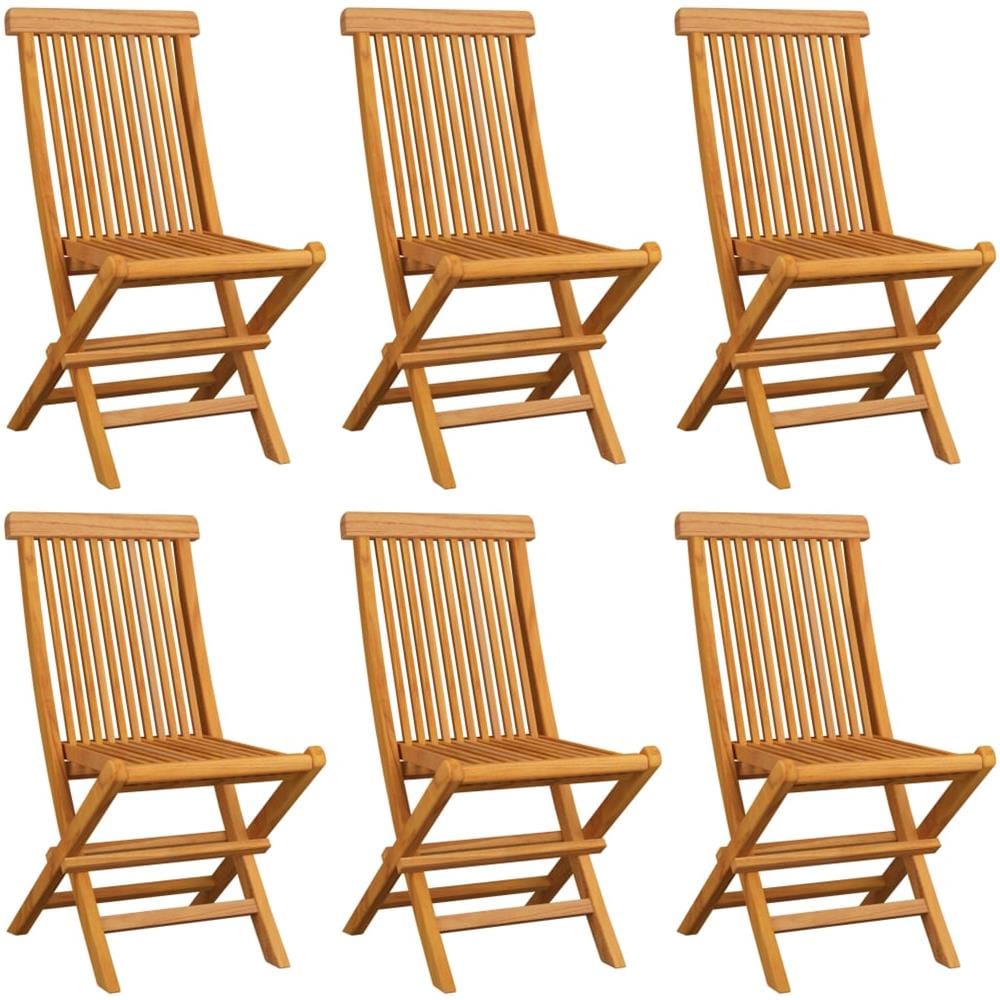 Sedie da Giardino con Cuscini Neri 6 pz in Massello di Teak - Foto 2