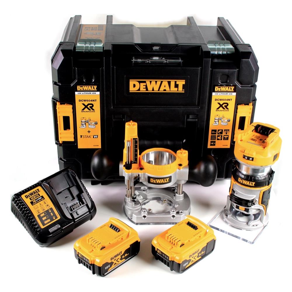 Dcw 604 P2 Fresatrice Combinata 18v 55mm In Valigetta Tstak + 2x Batterie 5,0 + Caricabatterieâ - Foto 1