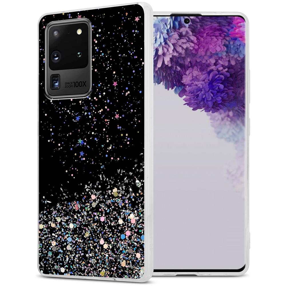 Custodia Compatibile Con Samsung Galaxy S20 Ultra In Nero Con Glitter - Coperchio Protettivo In Silicone Tpu Flessibile Con Glitter Scintillanti - Foto 1