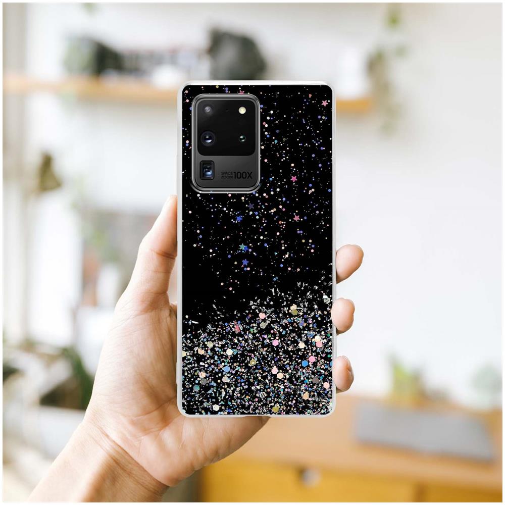 Custodia Compatibile Con Samsung Galaxy S20 Ultra In Nero Con Glitter - Coperchio Protettivo In Silicone Tpu Flessibile Con Glitter Scintillanti - Foto 8