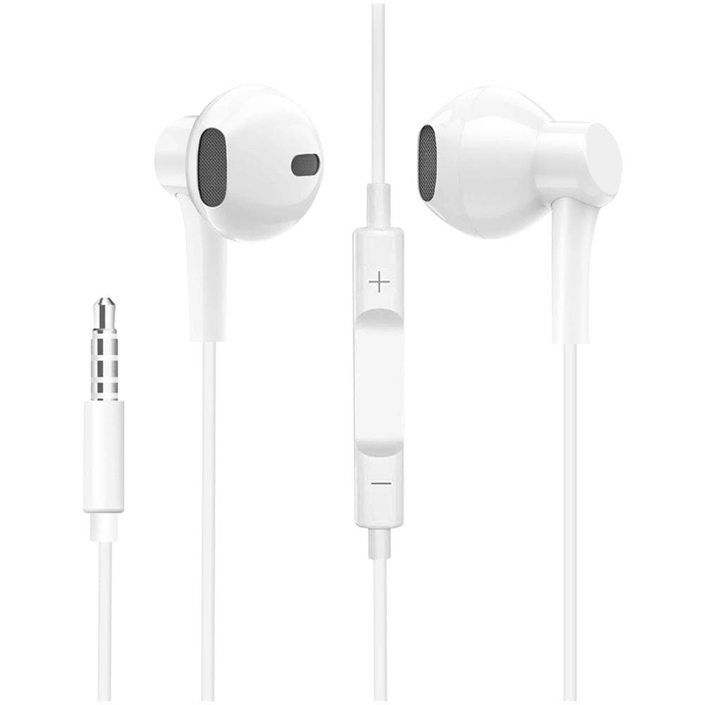 Auricolari Cablati Jack 3,5 Mm Suono Stereo Telecomando Microfono Bianco - Foto 1