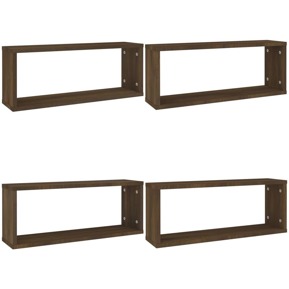 Mensole Cubo Muro 4pz Rovere Marrone 60x15x23 Legno Multistrato - Foto 2