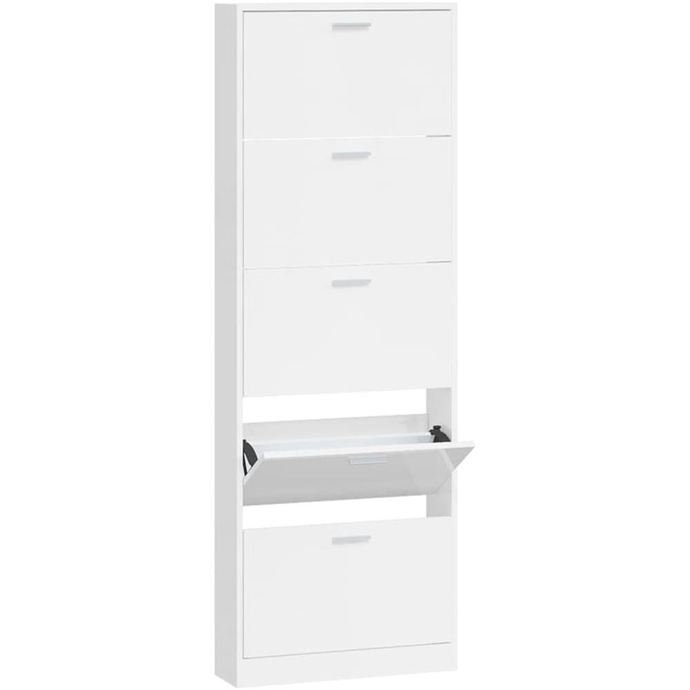 Scarpiera Bianco Lucido 59x17x169 Cm In Legno Multistrato - Foto 2