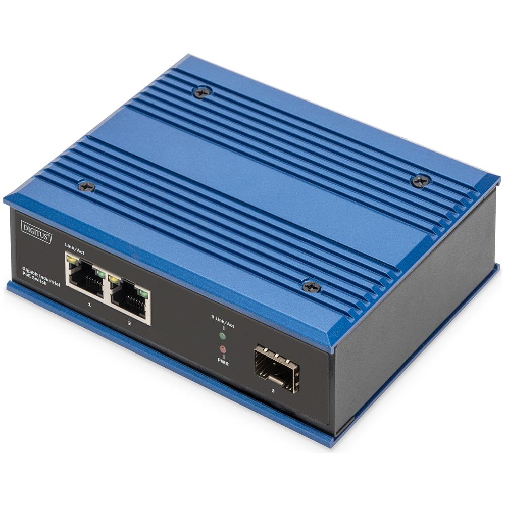 Switch PoE Gigabit Ethernet a 2 porte, industriale, non gestito, 1 collegamento SFP - Foto 1