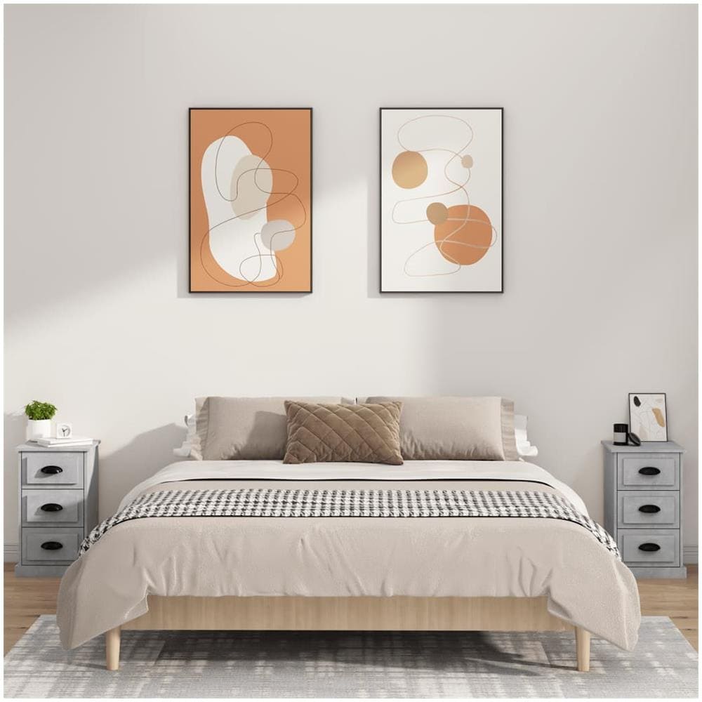 Comodino Grigio Cemento 39x39x67 Cm In Legno Multistrato - Foto 3