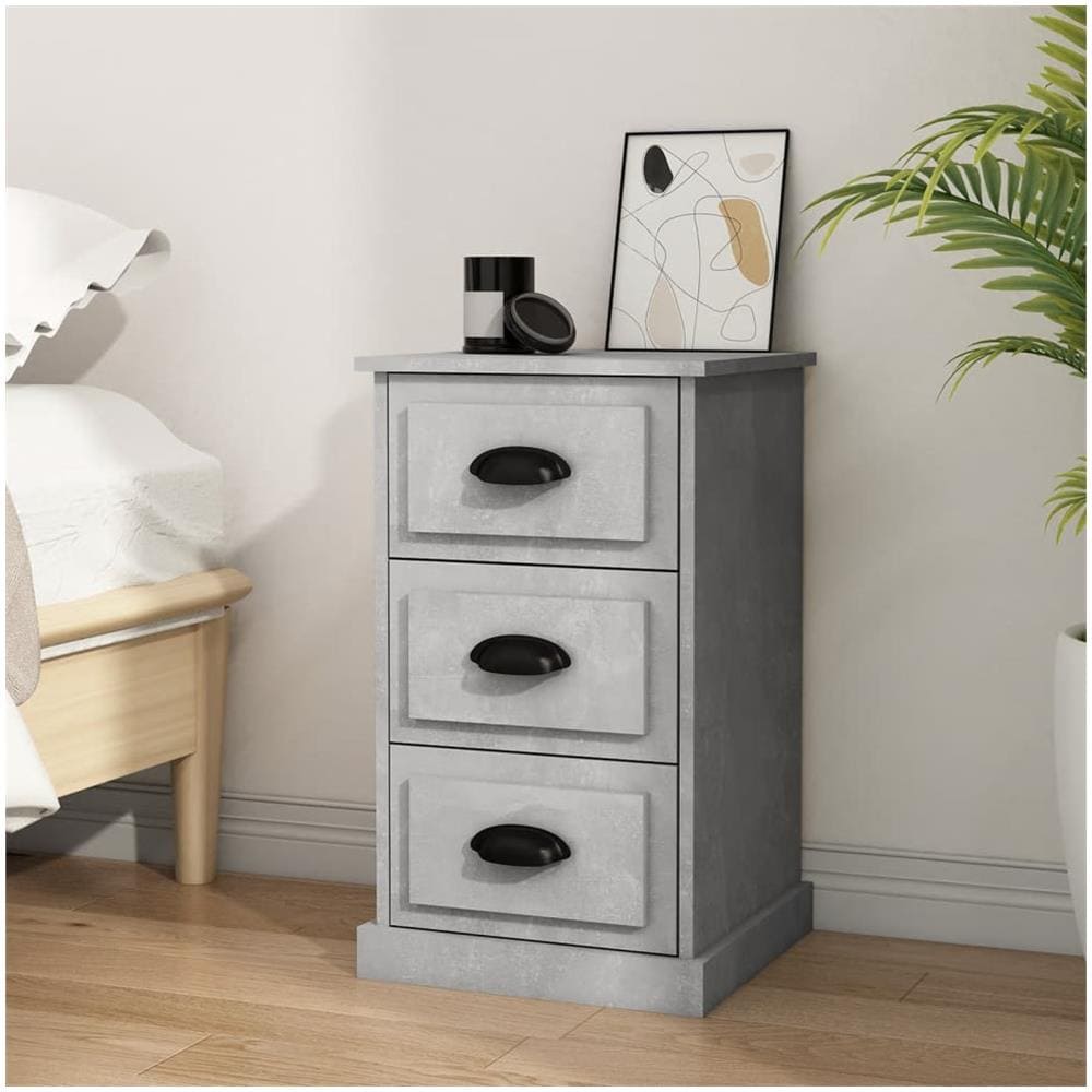 Comodino Grigio Cemento 39x39x67 Cm In Legno Multistrato - Foto 1