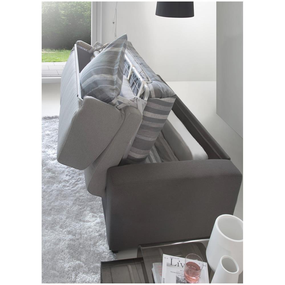 Divano Letto Alicia, Divano A 3 Posti, 100% Made In Italy, Sofà Soggiorno Con Apertura Girevole, In Tessuto Imbottito, Con Braccioli Slim, Cm 200x95h90, Grigio E Antracite - Foto 4