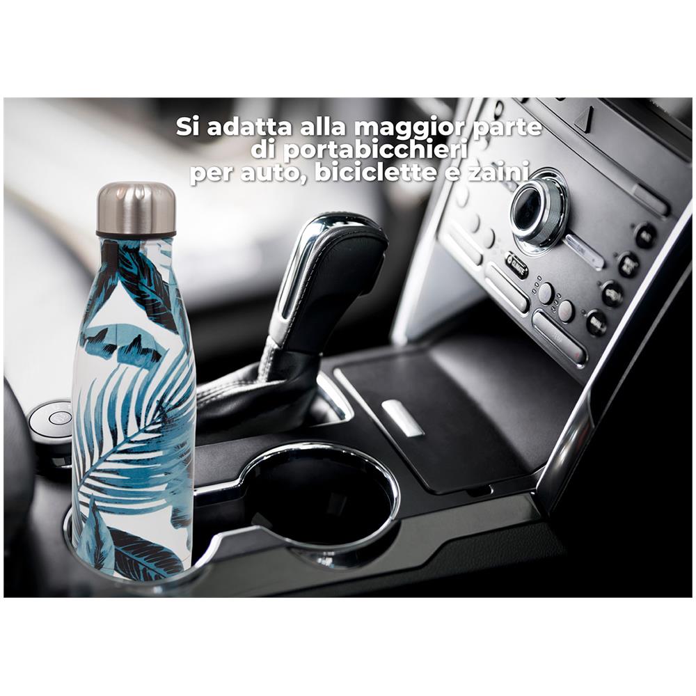 Borraccia Termica 500ml Bottiglia Acqua Thermos Caff&egrave; E Bevande Calde In Acciaio In Fantasia Doppio Strato Borraccia Felce Rosa - Foto 5