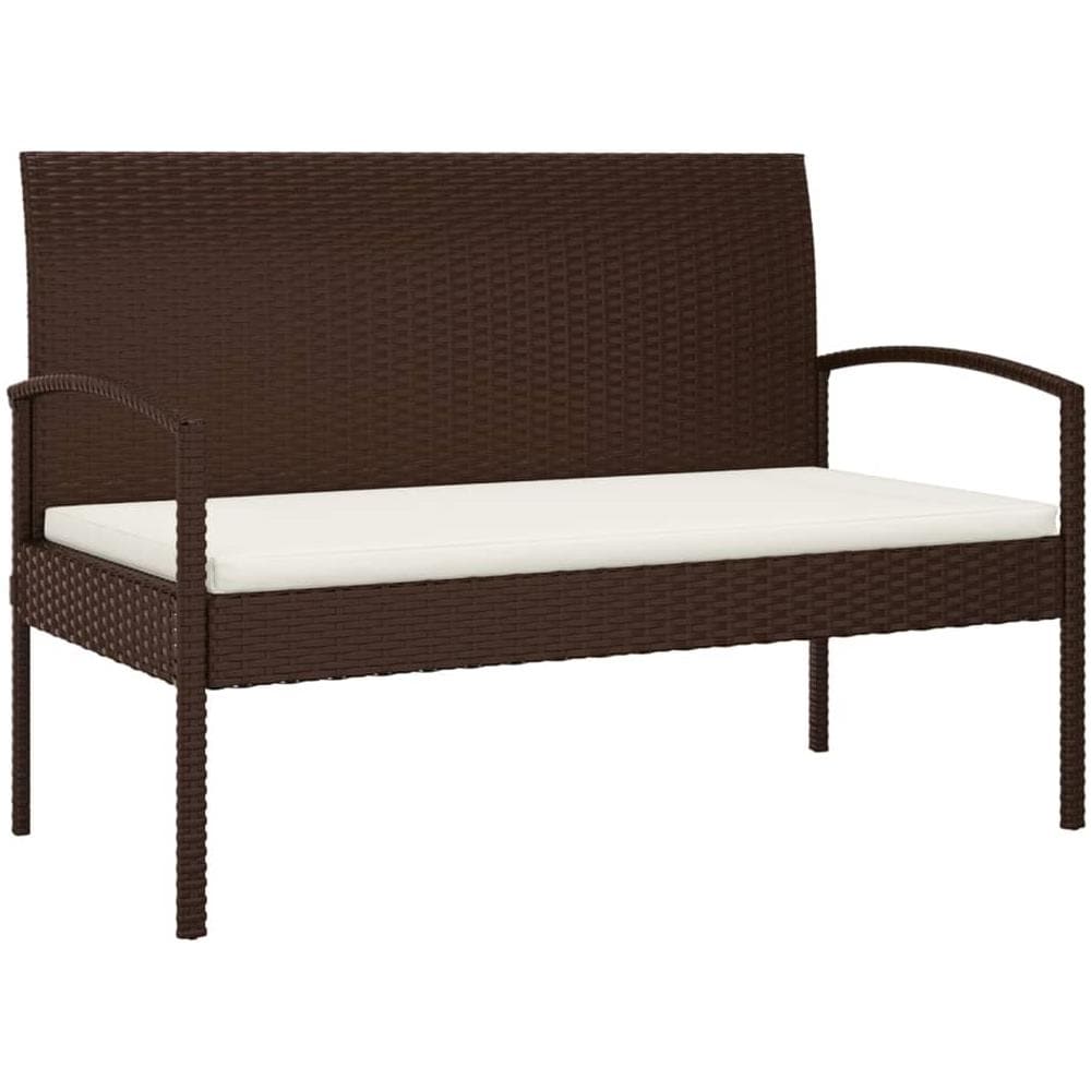 Panca Da Giardino Con Cuscino Marrone 105 Cm In Polyrattan - Foto 2
