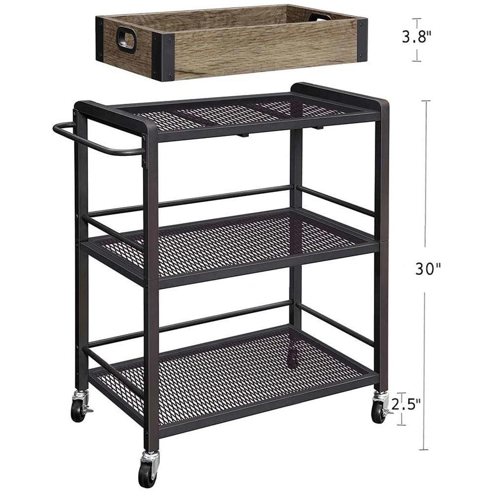 Carrello da Cucina con Ruote Carrellino Portaoggetti 3 Ripiani 65x33x91cm Bronzo - Foto 2