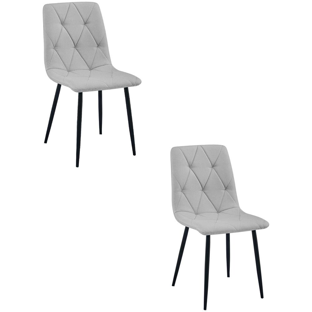 Sedia imbottita TYRA - Elegante tessuto grigio chiaro / Gambe nere x 2 - Foto 1
