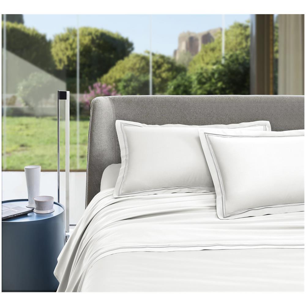 Completo Letto Matrimoniale in Raso di Cotone 400 Fili - Bianco Elegant - Foto 1
