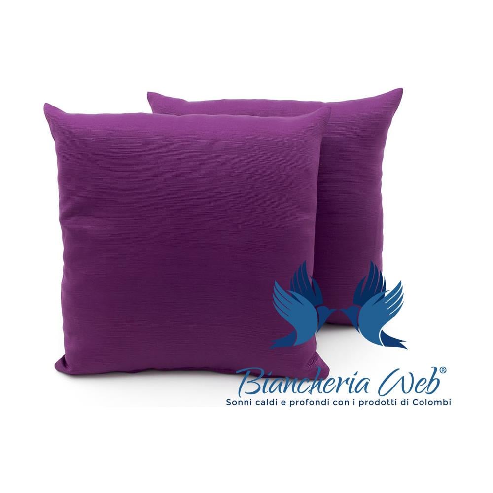 Coppia Cuscini Arredo Imbottiti Tessuto Ottoman In Tinta Unita Colore Viola 38 40x40 Viola 38 - Foto 2