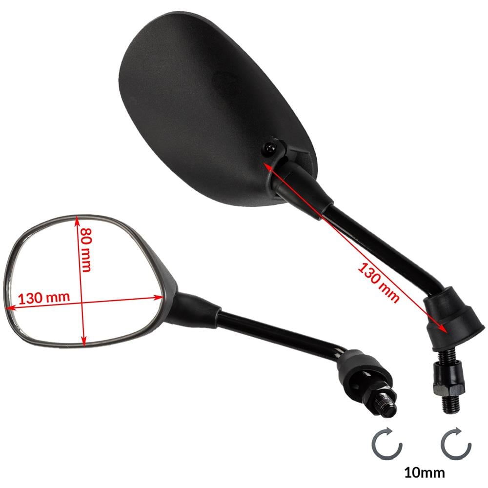 Coppia Specchietti Retrovisori Nero Universali 10mm Scooter Moto - Foto 3