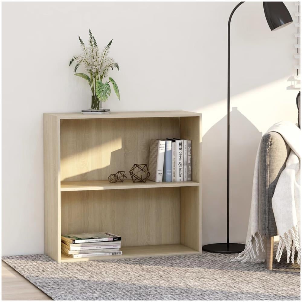 Libreria A 2 Ripiani Rovere Sonoma 80x30x76,5 Cm In Truciolato - Foto 1