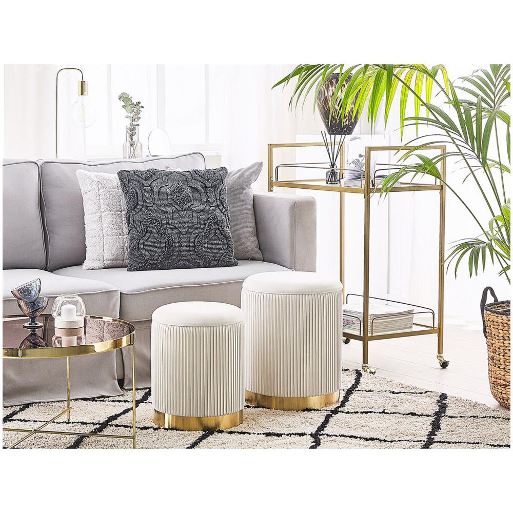Set Di 2 Pouf Portaoggetti Bianco Miramar - Foto 2