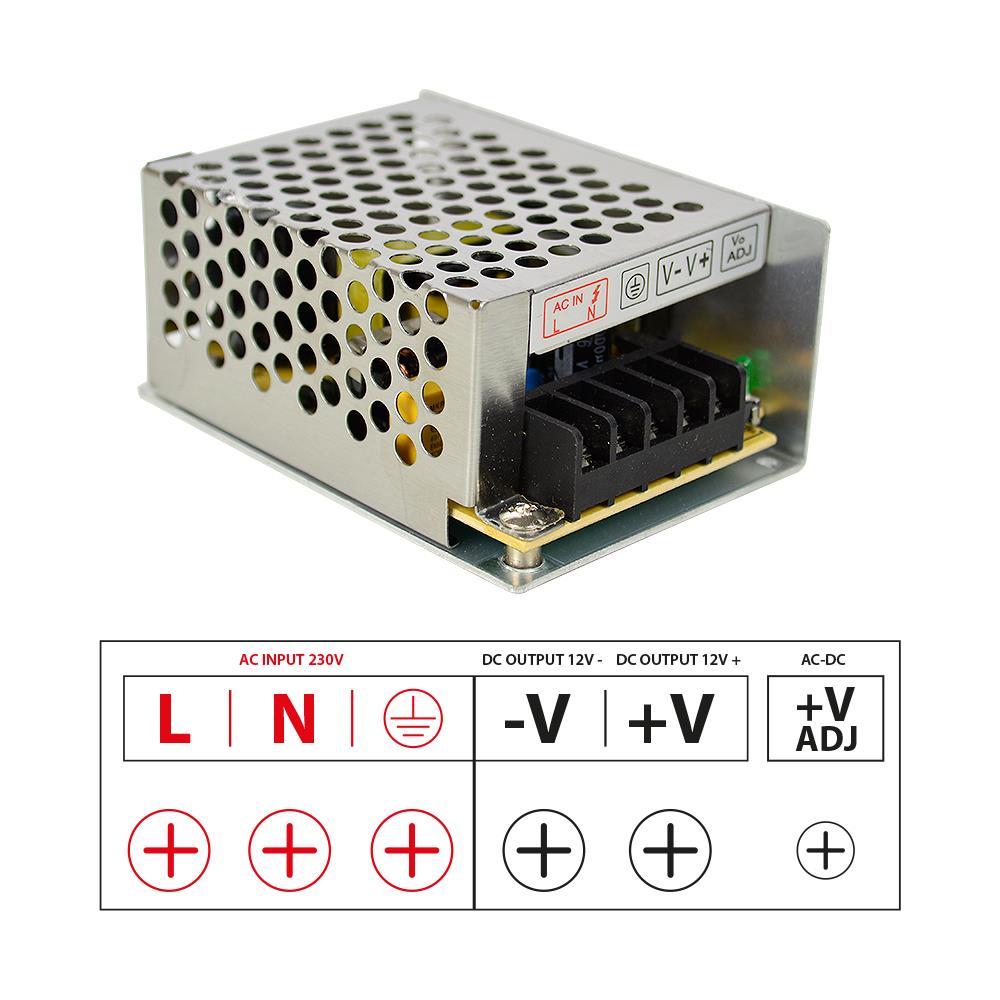 Alimentatore Switching Di Tensione St3.4a 12v 3.4a Stabilizzato Per Sistemi Di Sorveglianza - Foto 2