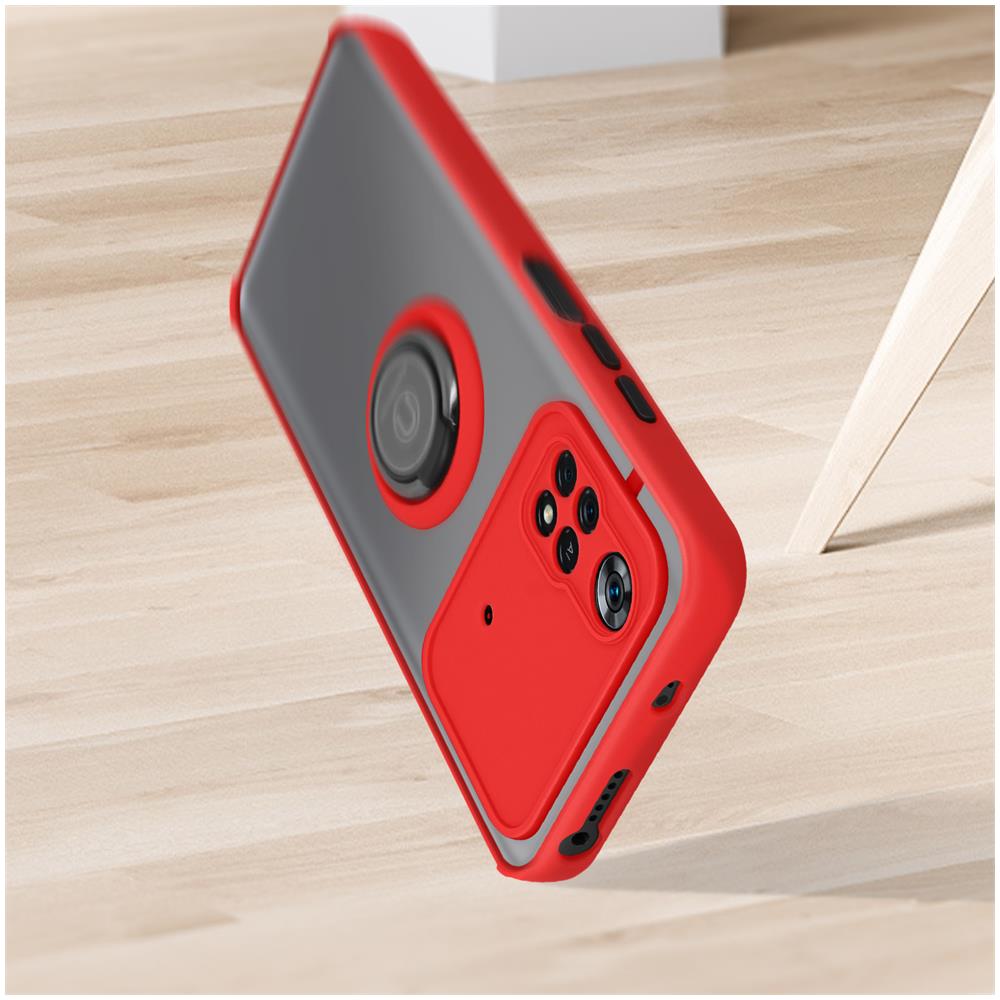 Cover Xiaomi Poco M4 Pro 4g Bimateria Anello Metallico Supporto Rossa - Foto 4