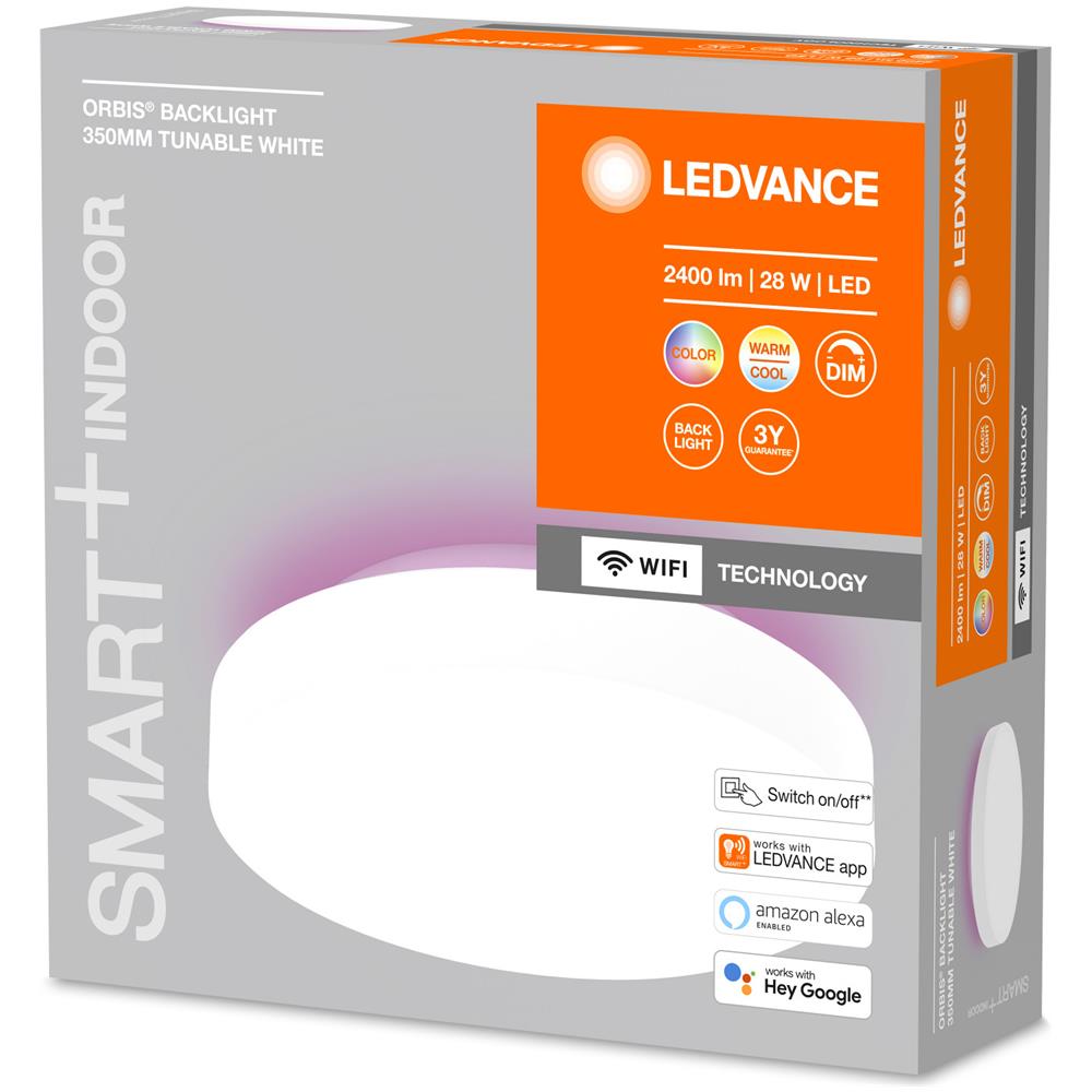 Applique Da Soffitto Led 28w Smart+ Wi-fi Orbis Backlight Ledvance 4058075573574 Nero Ø350x90 Mm Pc - Foto 6