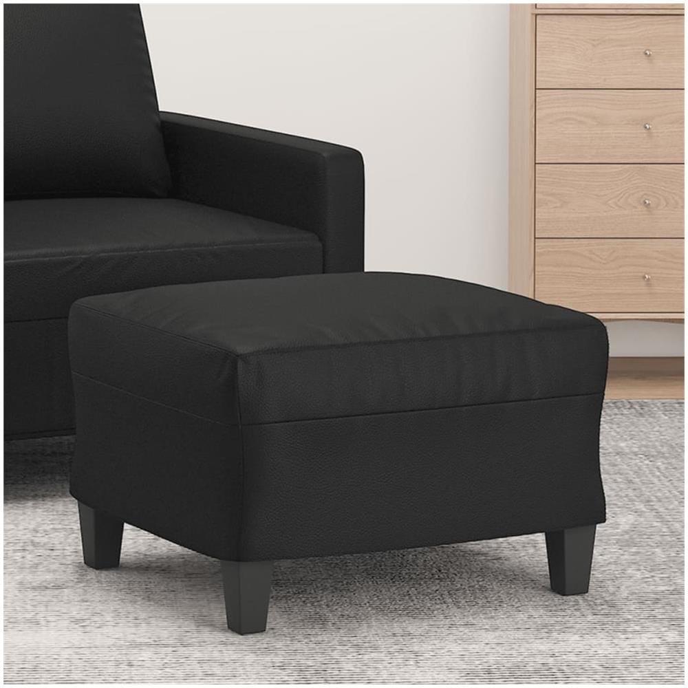 Poggiapiedi Nero 60x50x41 Cm In Similpelle - Foto 1