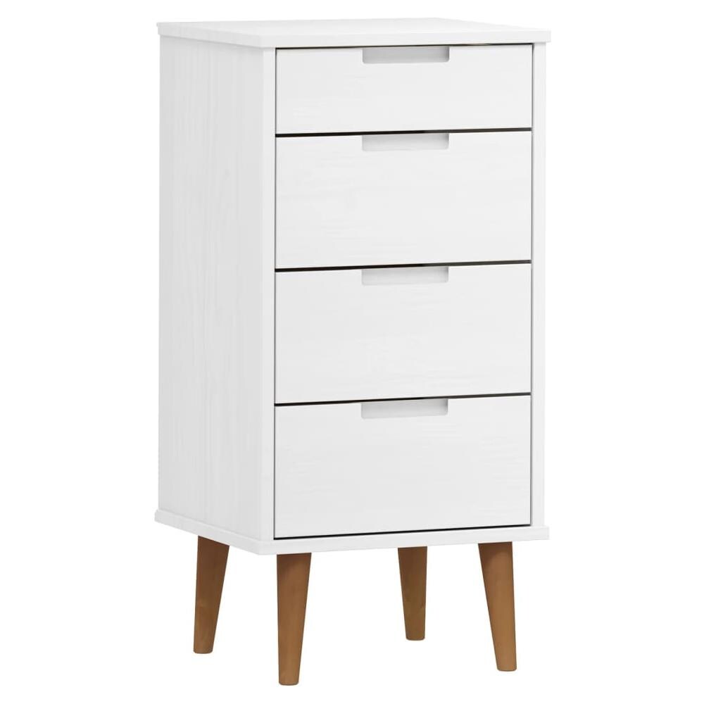 Cassettiera Bianca 40x35x82 Cm In Legno Massello Di Pino - Foto 2