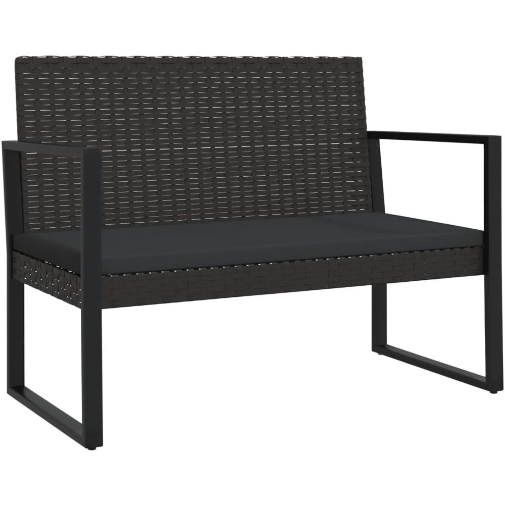 Panca da Giardino con Cuscini Nera 106 cm in Polyrattan - Foto 2