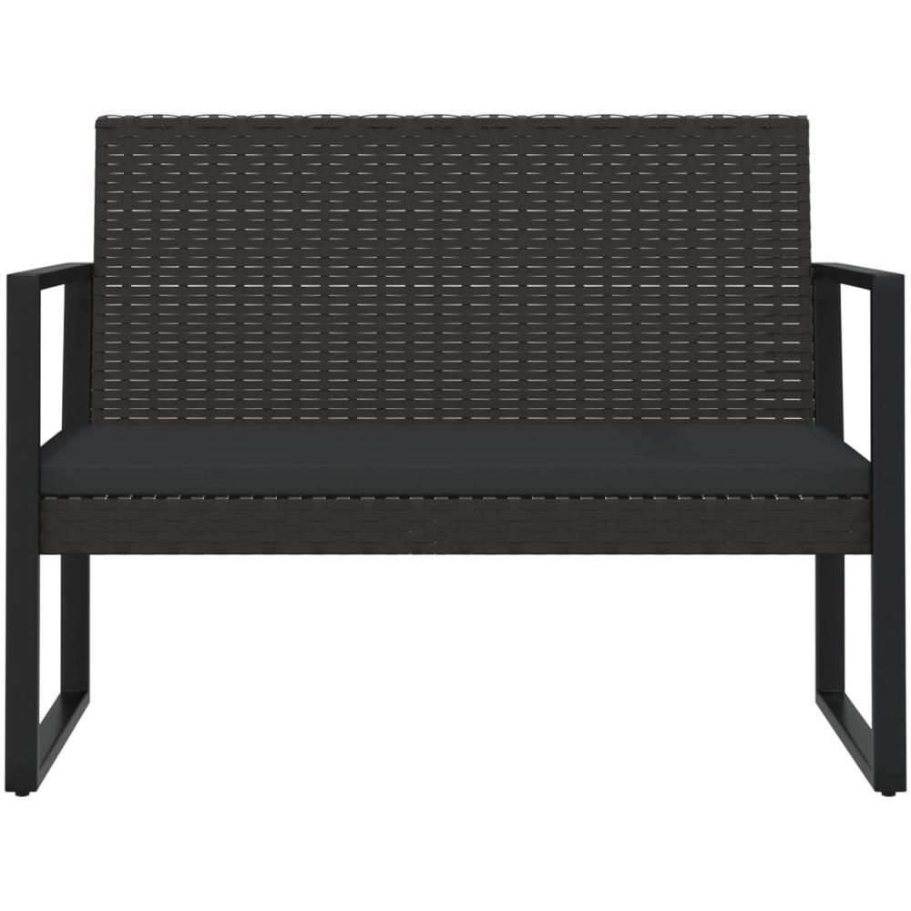 Panca da Giardino con Cuscini Nera 106 cm in Polyrattan - Foto 3