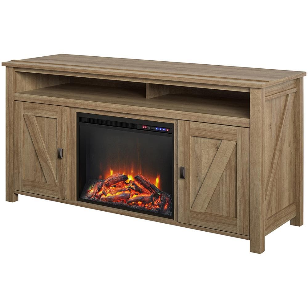 Farmington Credenza Con Camino Elettrico In Agglomerato Di Rovere - Foto 1