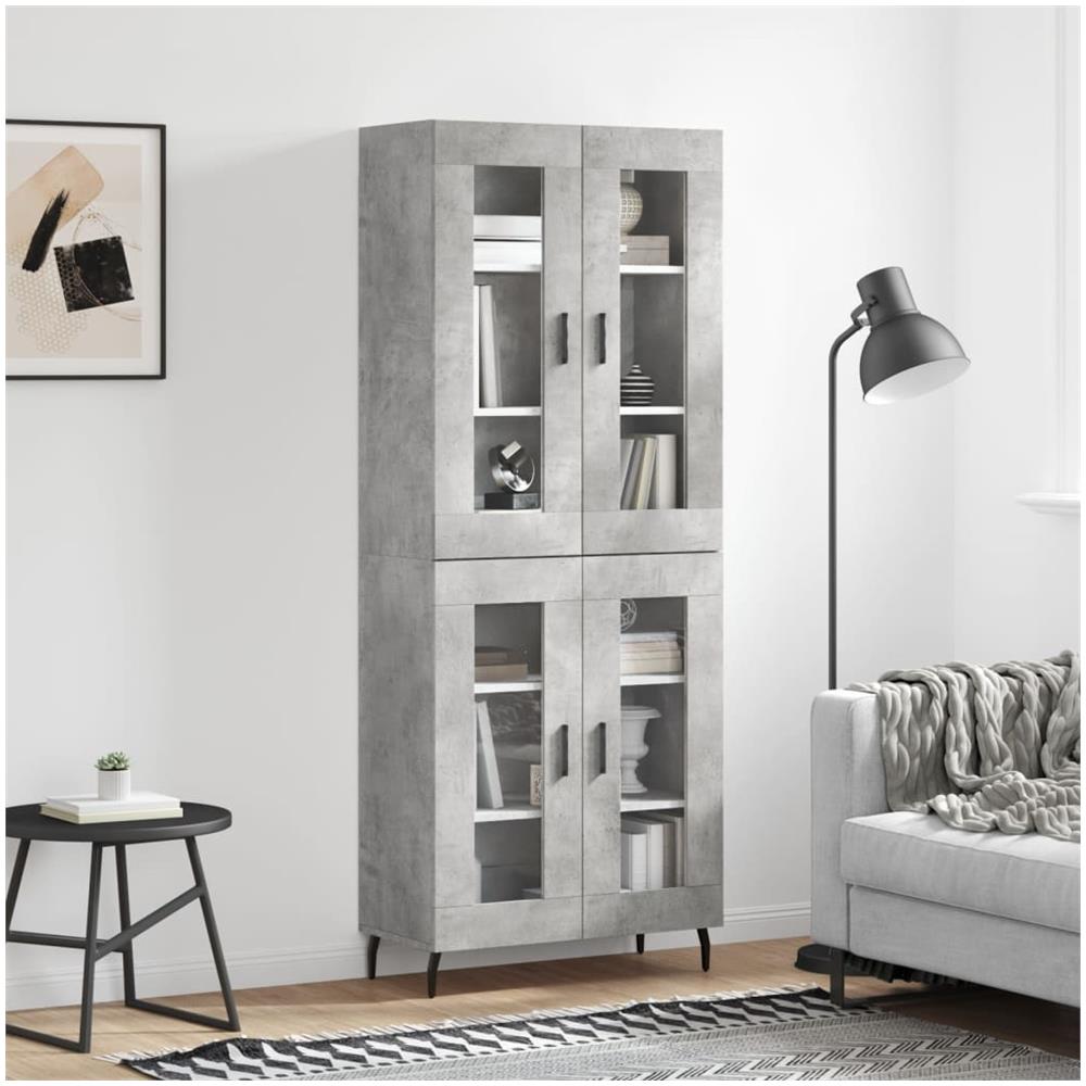 Credenza Grigio Cemento 69,5x34x180 Cm In Legno Multistrato - Foto 1