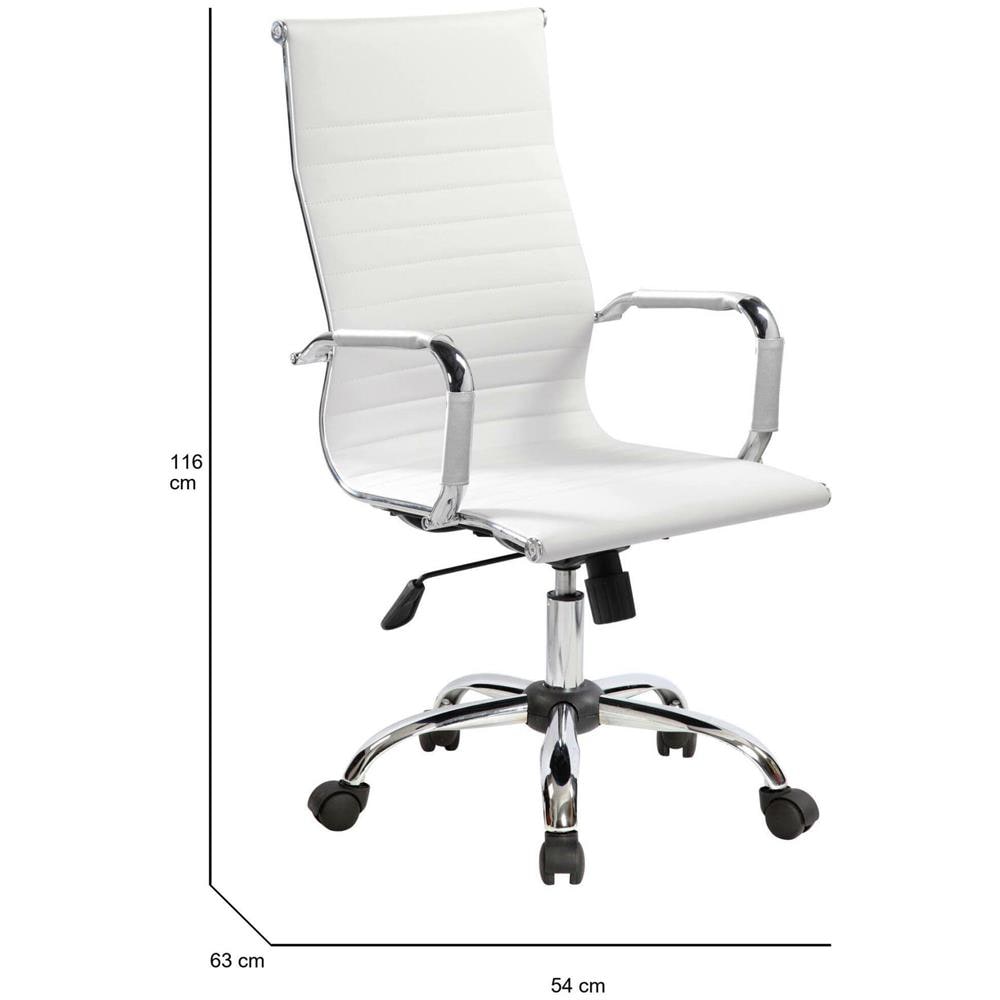 Sedia Con Ruote Gallico, Poltrona Direzionale Con Braccioli, Sedia Ergonomica Da Ufficio, Bianco, 63x54h106/116 Cm - Foto 2