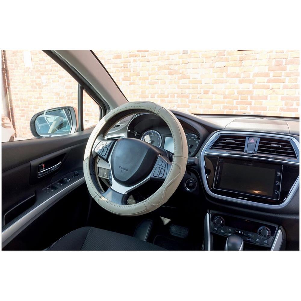Coprivolante Auto Beige Pelle Adulto Comoditã  Sicurezza 37x39 Protezione, Universale - Foto 3