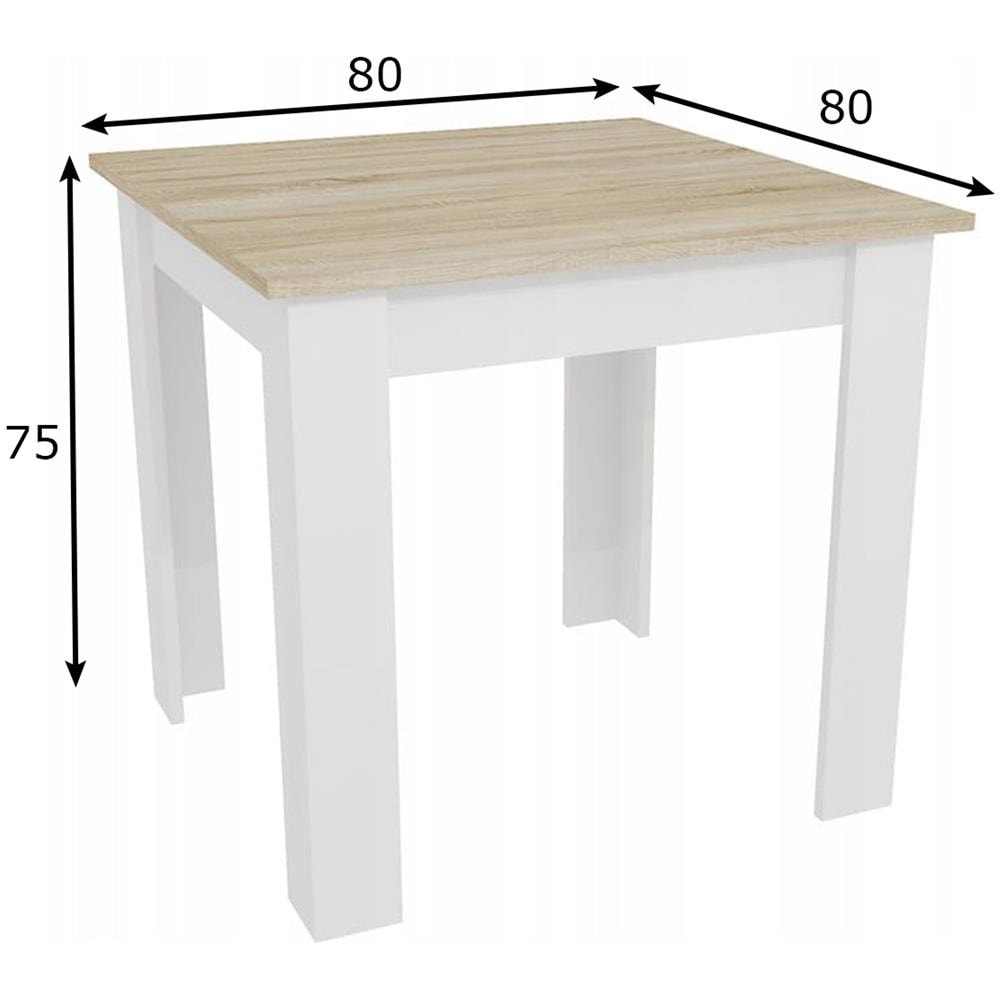 Tavolo da pranzo quadrato moderno 80x80 cm, rovere Sonoma + bianco - Foto 1