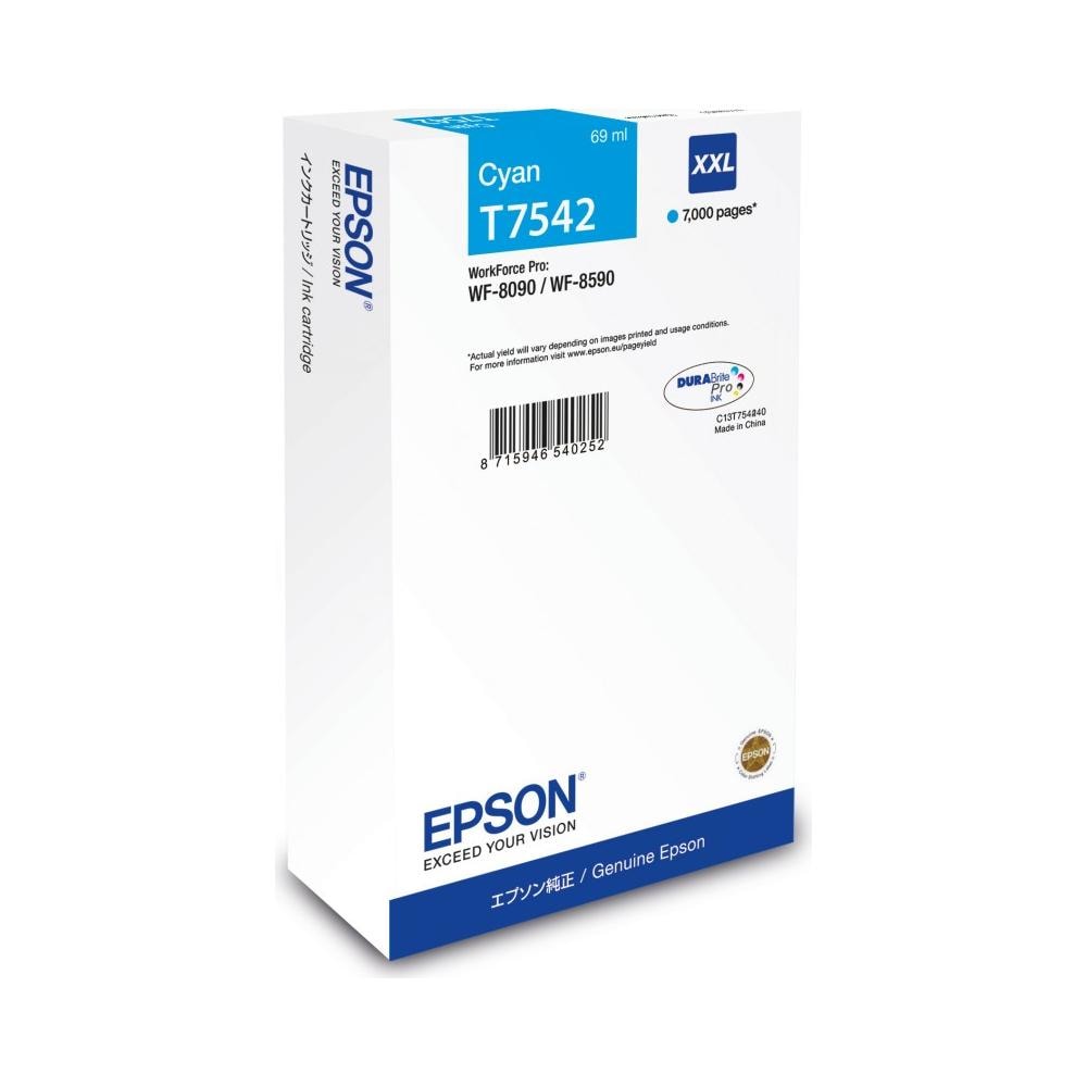 C13T754240 Cartuccia Ink Originale Ciano per WorkForce Pro WF-8090DTW Capacità 7000 Pagine - Foto 1